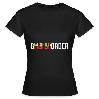 Baissier - Ordre d’achat - T-shirt Femme - noir - Devant - AI Model Female 172 dark (172cm)