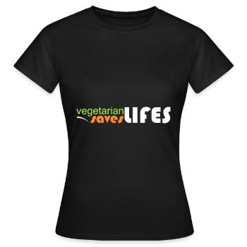 vegetarisch - rettet Leben - Frauen T-Shirt - Schwarz - Vorne - AI Model Female 172 dark (172cm)