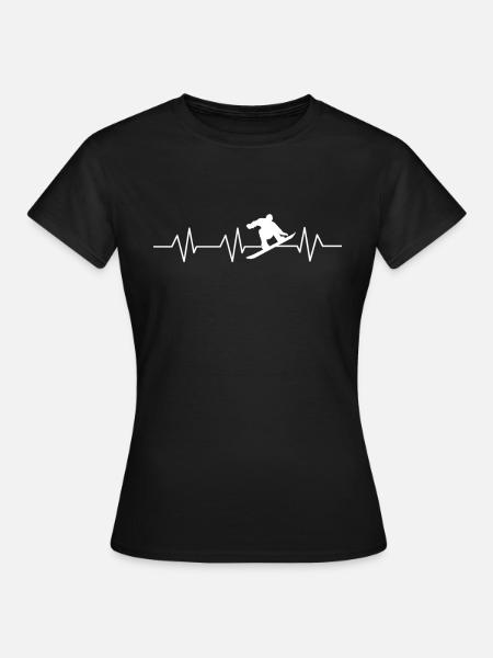 Herzschlag Snowboard - Dame-T-shirt - sort