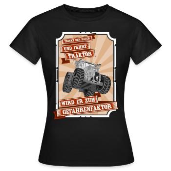 Trinkt der Bauer und fährt Traktor - Frauen T-Shirt - Schwarz - Vorne - AI Model Female 172 dark (172cm)