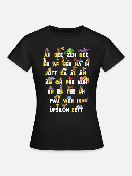 ABC Tiere Dinge - Frauen T-Shirt - Schwarz