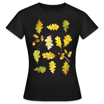 Feuilles de chêne et glands - T-shirt Femme - noir - Devant - AI Model Female 172 dark (172cm)