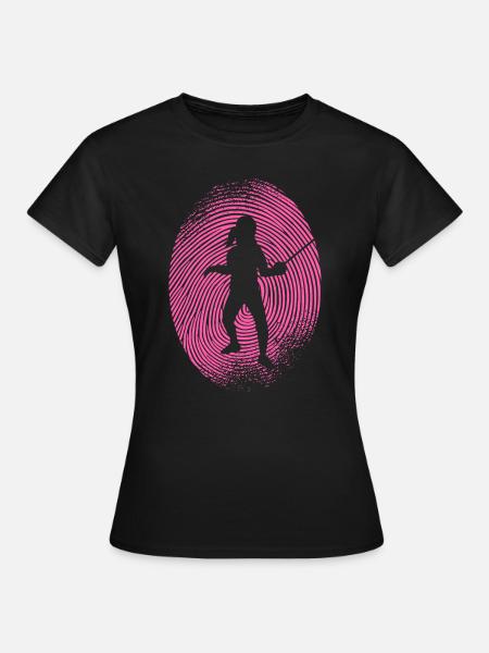Fechterin Fingerabdruck Fecht Fechten - Frauen T-Shirt - Schwarz