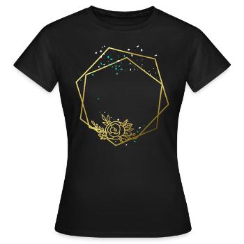 Cadre Or Rose Hexagone Abstrait Hexagone - T-shirt Femme - noir - Devant - AI Model Female 172 dark (172cm)