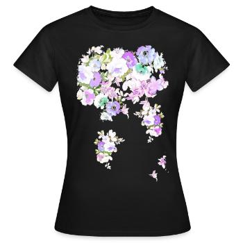 Flower, floral, flowers, blossom, white - Women's T-Shirt - black - Front - AI Model Female 172 dark (172cm)