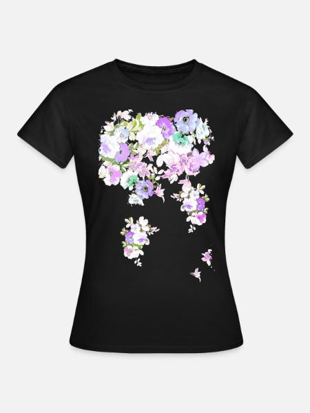 Fleur, floral, fleurs, fleur, blanc - T-shirt Femme - noir