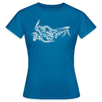 Calligraphie Afrique Twin CRF1000L Vintage ws - T-shirt Femme - bleu saphir antique chiné - Devant - AI Model Female 172 dark (172cm)