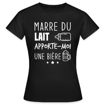 Marre du lait apporte moi une bière - T-shirt Femme - noir - Devant - AI Model Female 172 dark (172cm)