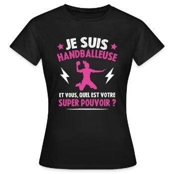 Handballeuse super-pouvoir - T-shirt Femme - noir - Devant - AI Model Female 172 dark (172cm)