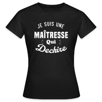 Je Suis Une Maîtresse Qui Déchire - T-shirt Femme - noir - Devant - AI Model Female 172 dark (172cm)