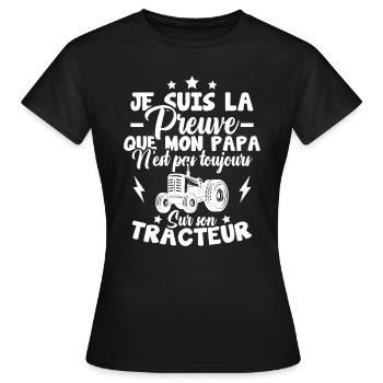 Preuve que mon papa tracteur, Papa agriculteur - T-shirt Femme - noir - Devant - AI Model Female 172 dark (172cm)