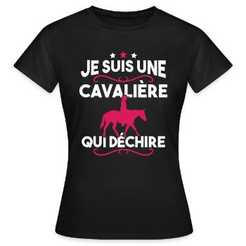 Je suis une cavalière qui déchire - T-shirt Femme - noir - Devant - AI Model Female 172 dark (172cm)