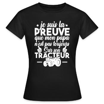 Preuve que mon papa tracteur, Papa agriculteur - T-shirt Femme - noir - Devant - AI Model Female 172 dark (172cm)