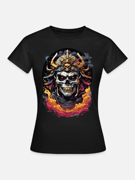 Japanischer Samurai Totenkopf - Frauen T-Shirt - Schwarz