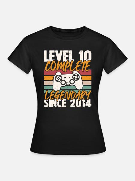 Level 10 Schließe 2014 ab, Geburtstagsgeschenk - Frauen T-Shirt - Schwarz