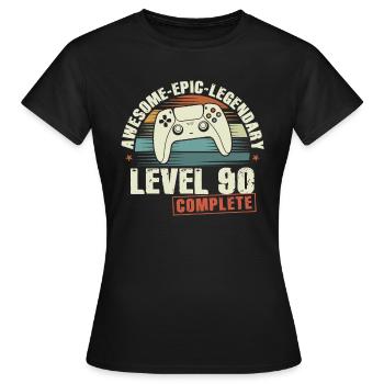 Level 90 Complete Geschenk zum 90. Geburtstag - Frauen T-Shirt - Schwarz - Vorne - AI Model Female 172 dark (172cm)