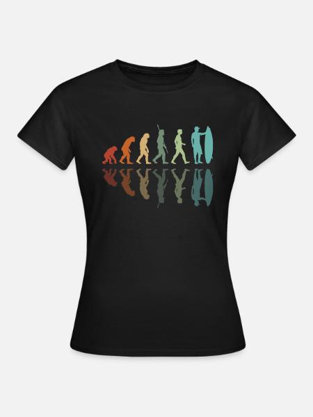 Evolution des Surfens - Frauen T-Shirt - Schwarz