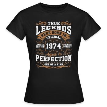 Legenden Geboren 1974 - Frauen T-Shirt - Schwarz - Vorne - AI Model Female 172 dark (172cm)