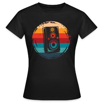 Haut-parleur Retro Grunge Circle - T-shirt Femme - noir - Devant - AI Model Female 172 dark (172cm)