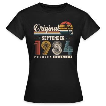 Original September 1984 Jahrgang Retro Geburtstag - Frauen T-Shirt - Schwarz - Vorne - AI Model Female 172 dark (172cm)