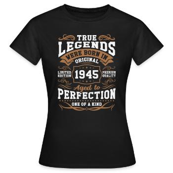 Legenden Geboren 1945 - Frauen T-Shirt - Schwarz - Vorne - AI Model Female 172 dark (172cm)