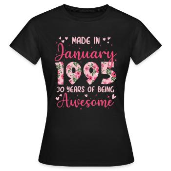 Janvier 1995 Anniversaire 30 Ans Pour Femmes - T-shirt Femme - noir - Devant - AI Model Female 172 dark (172cm)