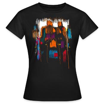Moyen Âge abstrait - T-shirt Femme - noir - Devant - AI Model Female 172 dark (172cm)