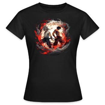Anime Kämpfer Muskulös Duell Kampf Schlacht Helden - Frauen T-Shirt - Schwarz - Vorne - AI Model Female 172 dark (172cm)