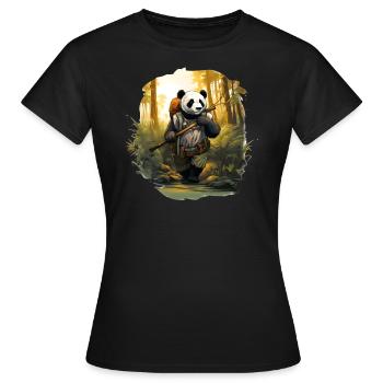 Panda Forest Bamboo Hiker Backpack Plants - T-shirt Femme - noir - Devant - AI Model Female 172 dark (172cm)