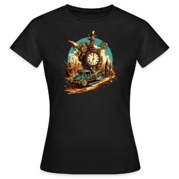 Industrie Fabrik Auto Dampfmaschine Dampf Uhrzeit - Frauen T-Shirt - Schwarz - Vorne - AI Model Female 172 dark (172cm)