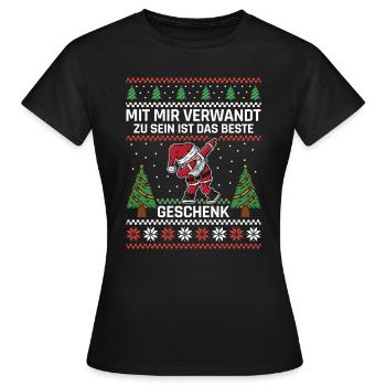 Mit mir verwandt zu sein ist das beste Geschenk - Frauen T-Shirt - Schwarz - Vorne - AI Model Female 172 dark (172cm)