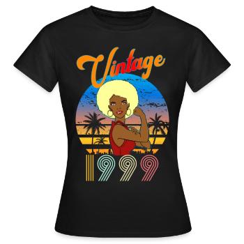 Femme Afro Blonde Vintage1999 Anniversaire - T-shirt Femme - noir - Devant - AI Model Female 172 dark (172cm)