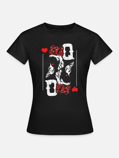 Herz Dame Spielkarte - Frauen T-Shirt - Schwarz