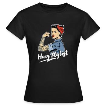 Hair Stylist Barber - Frauen T-Shirt - Schwarz - Vorne - AI Model Female 172 dark (172cm)