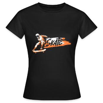 Skate Skating Skateboard Roller Skates - Women's T-Shirt - black - Front - AI Model Female 172 dark (172cm)