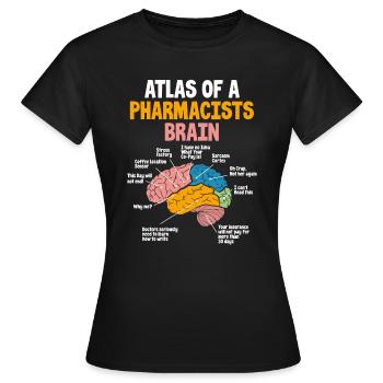 Pharmacists brain Pharmacy Technician Stud - Women's T-Shirt - black - Front - AI Model Female 172 dark (172cm)