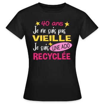 40 ans anniversaire maman. Fête des Mères humour - T-shirt Femme - noir - Devant - AI Model Female 172 dark (172cm)