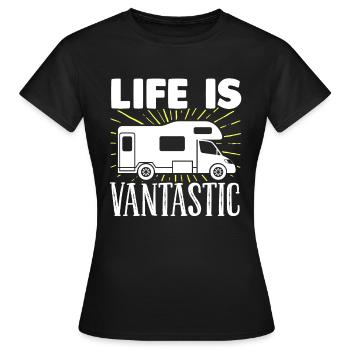Motorhome RV Camping Life Is - Frauen T-Shirt - Schwarz - Vorne - AI Model Female 172 dark (172cm)