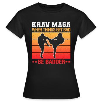 Krav Maga Apparel Israeli Self - Frauen T-Shirt - Schwarz - Vorne - AI Model Female 172 dark (172cm)