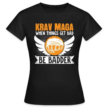Krav Maga Apparel Israeli Self - Frauen T-Shirt - Schwarz - Vorne - AI Model Female 172 dark (172cm)