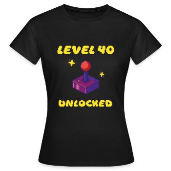 Level 40 Unlocked - 16 Bit Joystick 40. Geburtstag - Frauen T-Shirt - Schwarz - Vorne - AI Model Female 172 dark (172cm)