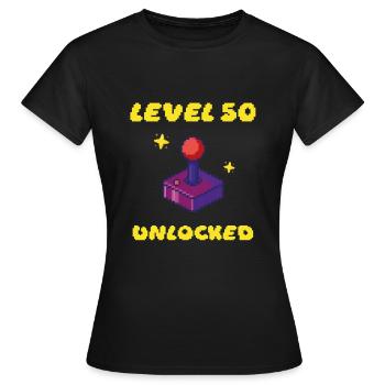 Geburtstag 50 - 50ter - Level 50 Unlocked 16 Bit - Frauen T-Shirt - Schwarz - Vorne - AI Model Female 172 dark (172cm)