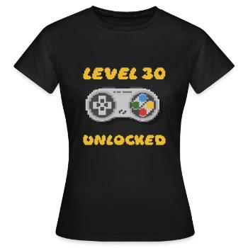 30. Geburtstag - Level 30 Unlocked 16 bit - Frauen T-Shirt - Schwarz - Vorne - AI Model Female 172 dark (172cm)