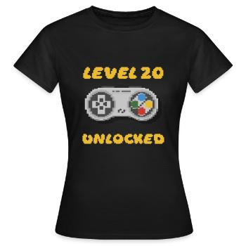 Geburtstag 20 - 20ter - Level 20 Unlocked 16 Bit - Frauen T-Shirt - Schwarz - Vorne - AI Model Female 172 dark (172cm)