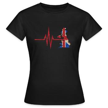 Mon cœur bat pour la Grande-Bretagne - pays d'origine - T-shirt Femme - noir - Devant - AI Model Female 172 dark (172cm)