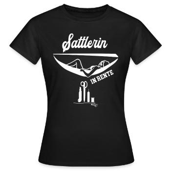 Sattlerin Rente Rentnerin Sattlerei Ruhestand - Frauen T-Shirt - Schwarz - Vorne - AI Model Female 172 dark (172cm)