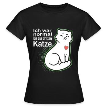 ich war normal bis zur dritten Katze - Frauen T-Shirt - Schwarz - Vorne - AI Model Female 172 dark (172cm)