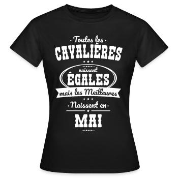 Cavalières égales meilleures naissent en Mai - T-shirt Femme - noir - Devant - AI Model Female 172 dark (172cm)