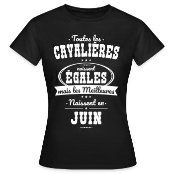 Cavalières égales meilleures naissent en Juin - T-shirt Femme - noir - Devant - AI Model Female 172 dark (172cm)