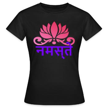 Yoga Gansha Namaste Sanskrit Namaste Méditation - T-shirt Femme - noir - Devant - AI Model Female 172 dark (172cm)